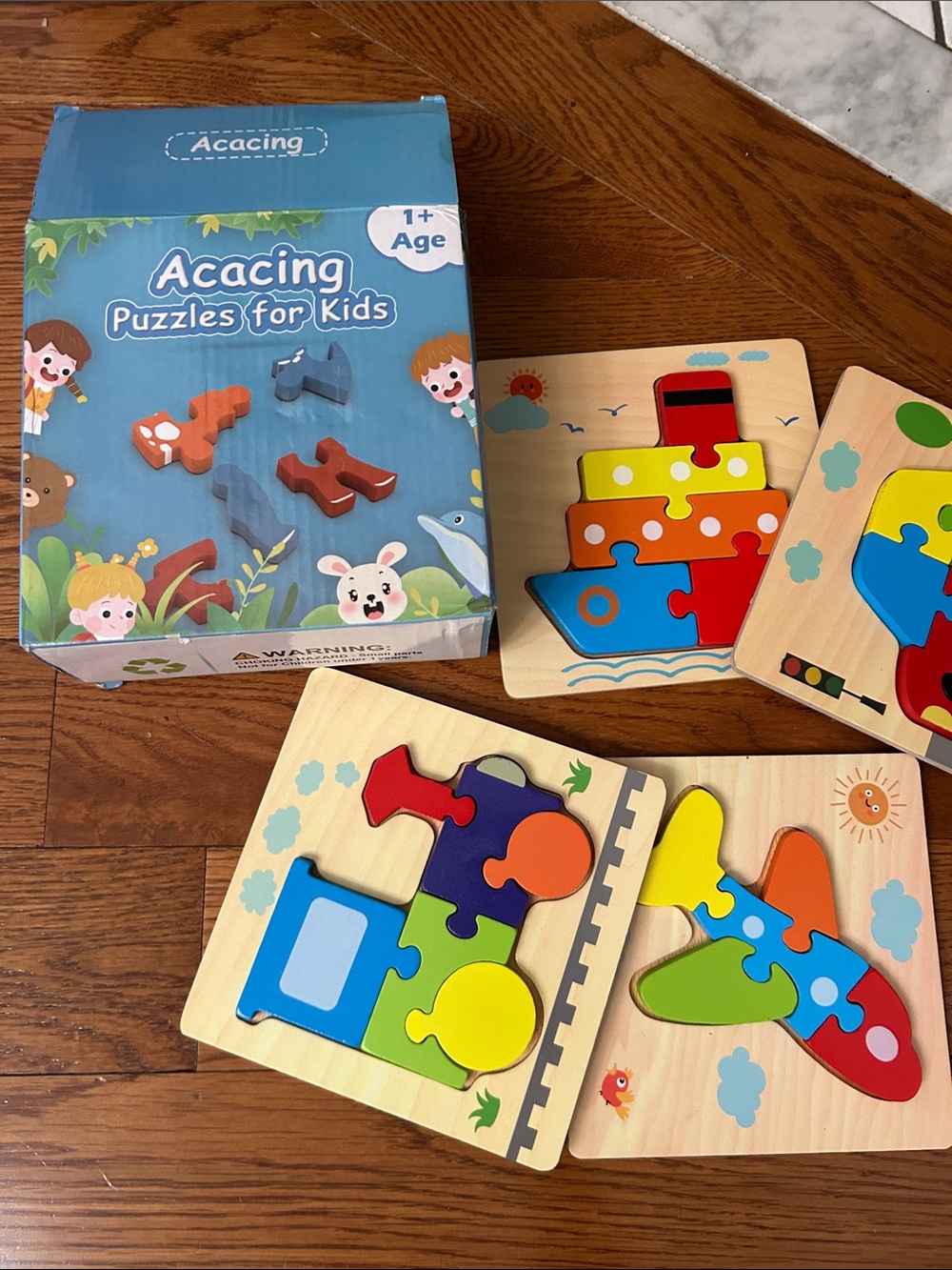 6 pc Kids Wooden Puzzle Set - Multicolor Educational Toys for Toddlers